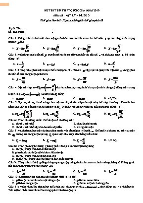 Đề thi thử THPT Quốc gia môn Vật lí năm 2019 - Đề số 3 (Có đáp án)